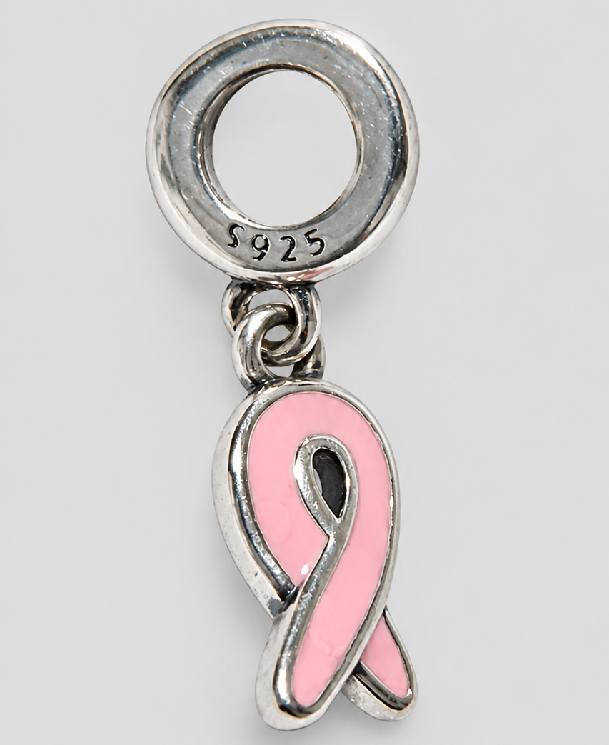 Sterling 925 silver pink breast cancer charm.