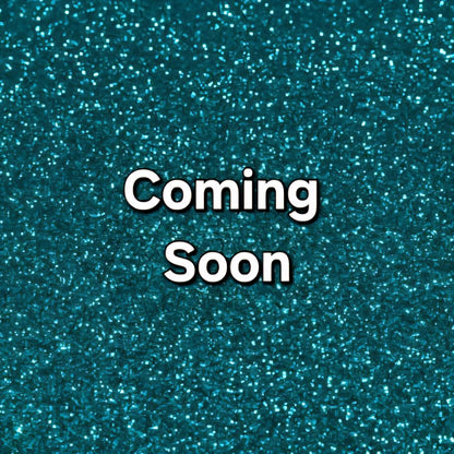 Teal glittery background with 'Coming Soon' text
