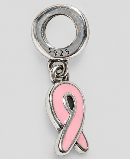 Sterling 925 silver pink breast cancer charm. 