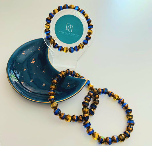 Blue and Gold Glass Bracelet
