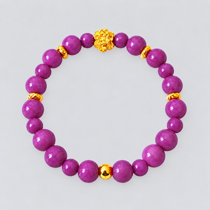 Plum Purple Lotus Beaded Bracelet